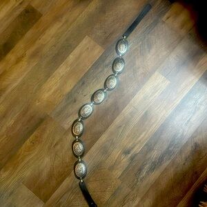 Metal Black Leather design Belt